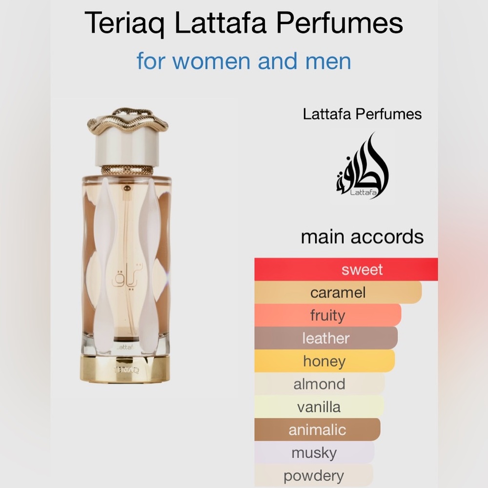 Teriaq Lattafa Perfumes is a unisex fragrance created by perfumer Quentin Bisch